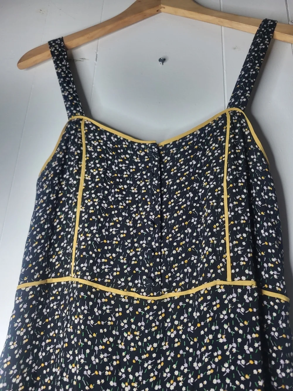 Madewell Black Floral Wide-Leg Jumpsuit with Cream Trim